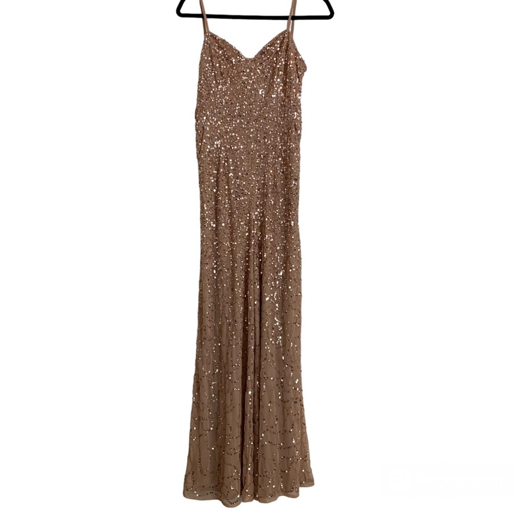 Nasty Gal Sparkly Champagne Rose Gold Sleeveless Wide Leg Jumpsuit